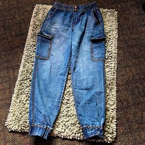 Womens Ultra Rise Blue Denim Joggers